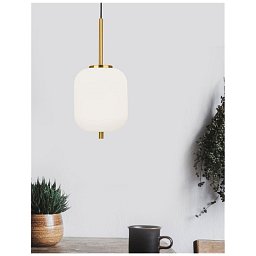Obrázek pro produkt Závěsné svítidlo LATO opálové sklo antický mosazný kov černý kabel E14 1x5W 230V IP20 bez žárovky - NOVA LUCE
