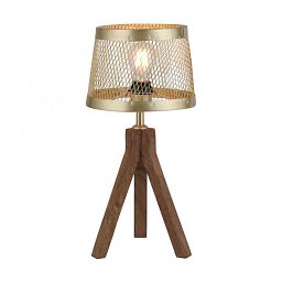 Obrázek pro produkt FREDERIK Stolní lampa, matná mosaz, 1xE27, šňůrový vypínač, dřevo - LEUCHTEN DIREKT / JUST LIGHT
