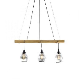 Obrázek pro produkt SPRING Závěsné svítidlo, dřevo, přírodní, 3-ramenné, E27, nastavitelná výška - LEUCHTEN DIREKT / JUST LIGHT
