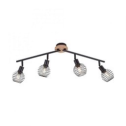 Obrázek pro produkt EUGEN Bodové svítidlo, stropní svítidlo, dřevo, černá, 4-ramenné, drátěné tělo - LEUCHTEN DIREKT / JUST LIGHT