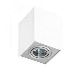 Obrázek pro produkt Stropní bodové přisazené svítidlo Azzardo Eloy 1 white/aluminium AZ0872 GU10 1x50W IP20 9,5cm hranaté bílo-hliníkové - AZZARDO